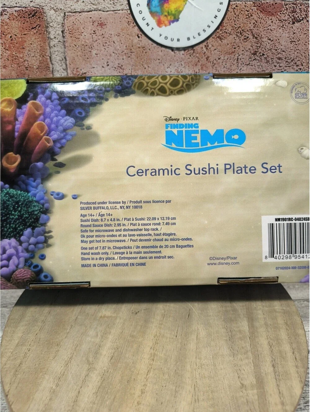 Silver Buffalo Disney Pixar Finding Nemo 3 Piece Ceramic Sushi Set New Sealed